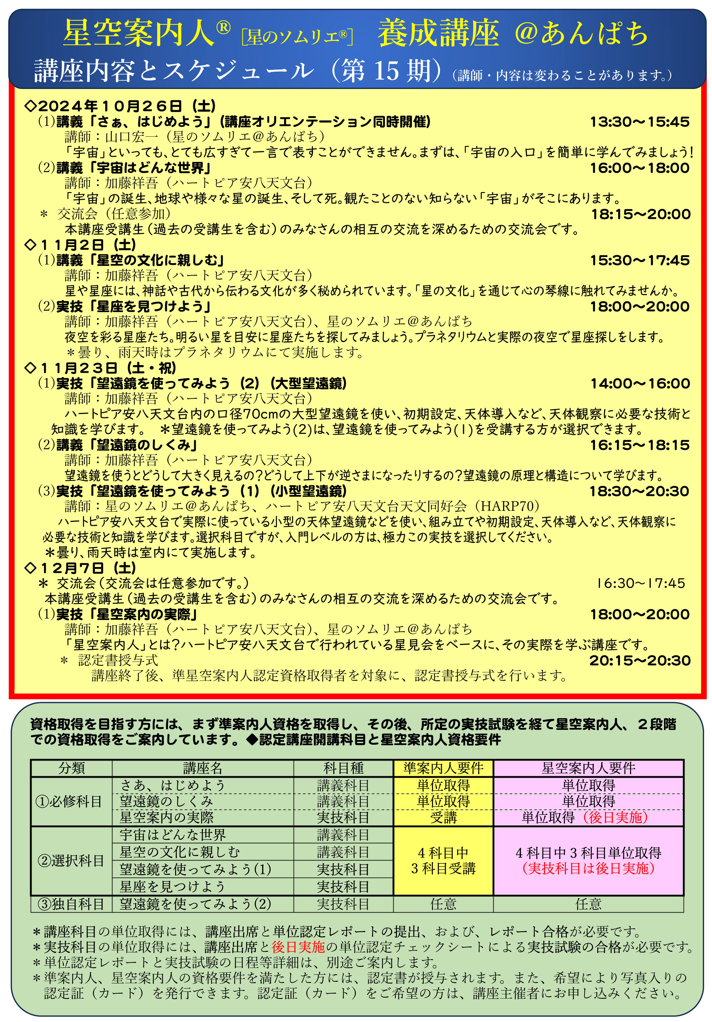 講座内容とスケジュール